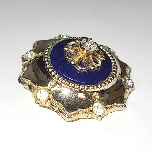 🦋 CORO PEGASUS BLUE & GOLDTONE PIN BROOCH - Picture 2 of 6